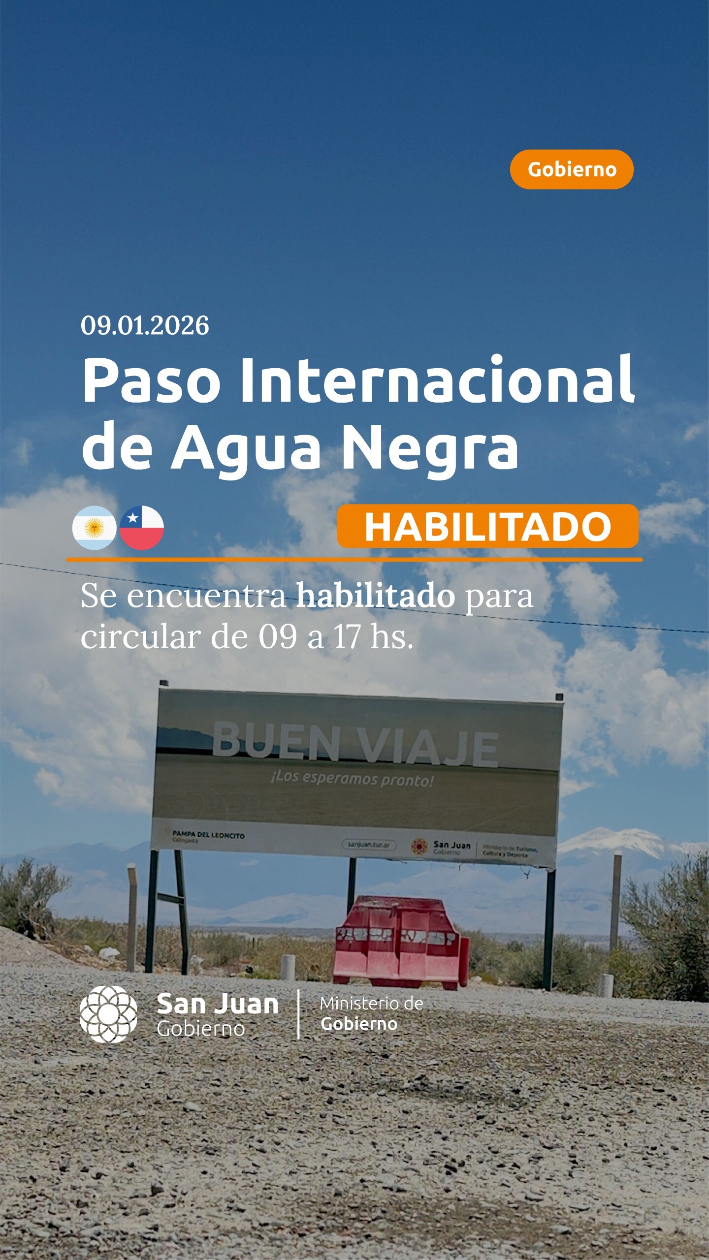 PASO INTERNACIONAL FRONTERIZO AGUA NEGRA SAN JUAN – CHILE