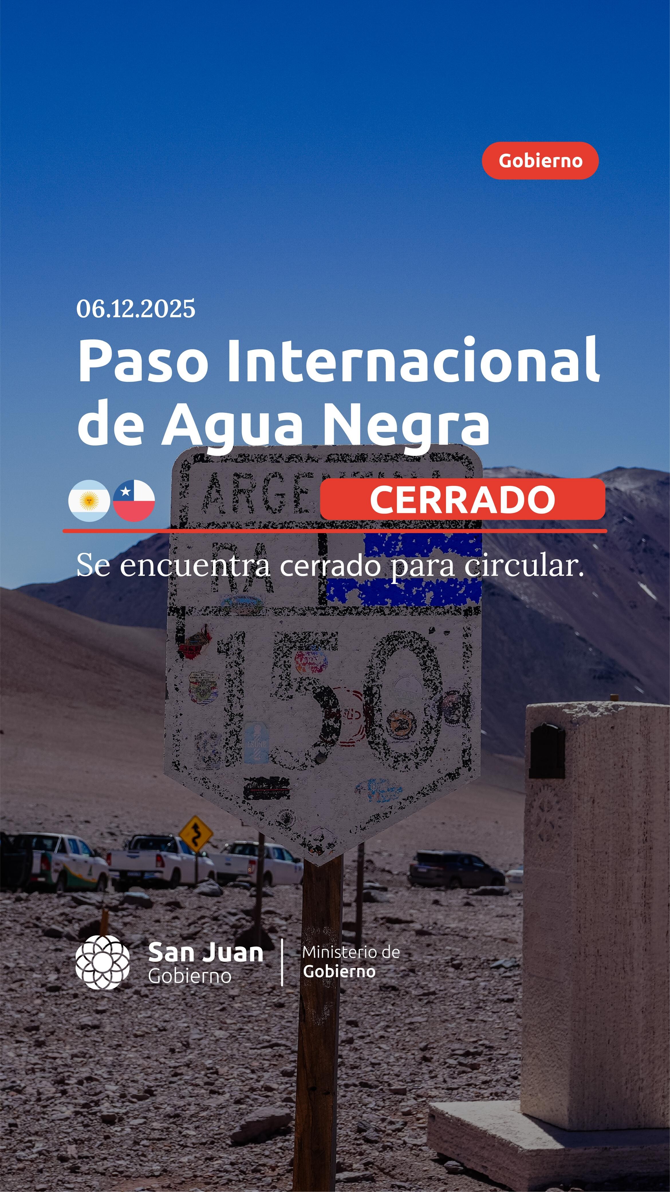 Sigue cerrado el Paso Internacional por Agua Negra