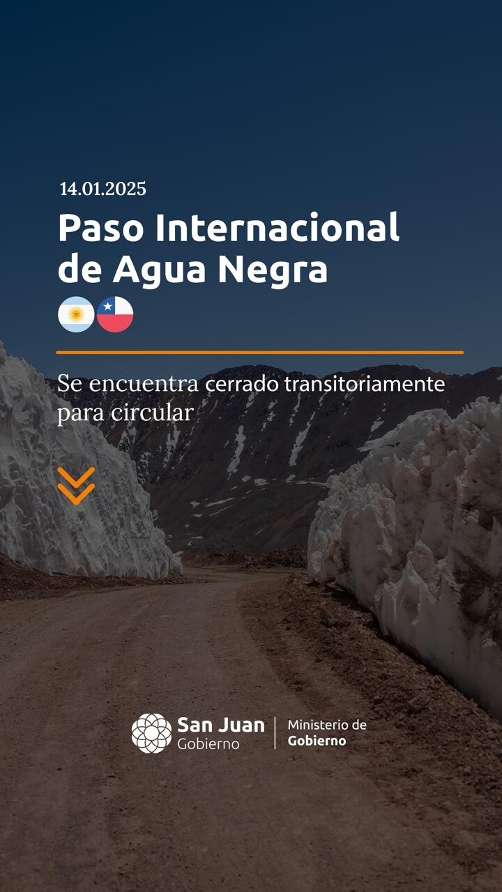 Estado de camino de Paso Internacional de Agua Negra