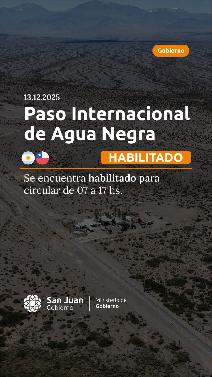 Estado del Paso Internacional de Agua Negra San juan – Chile