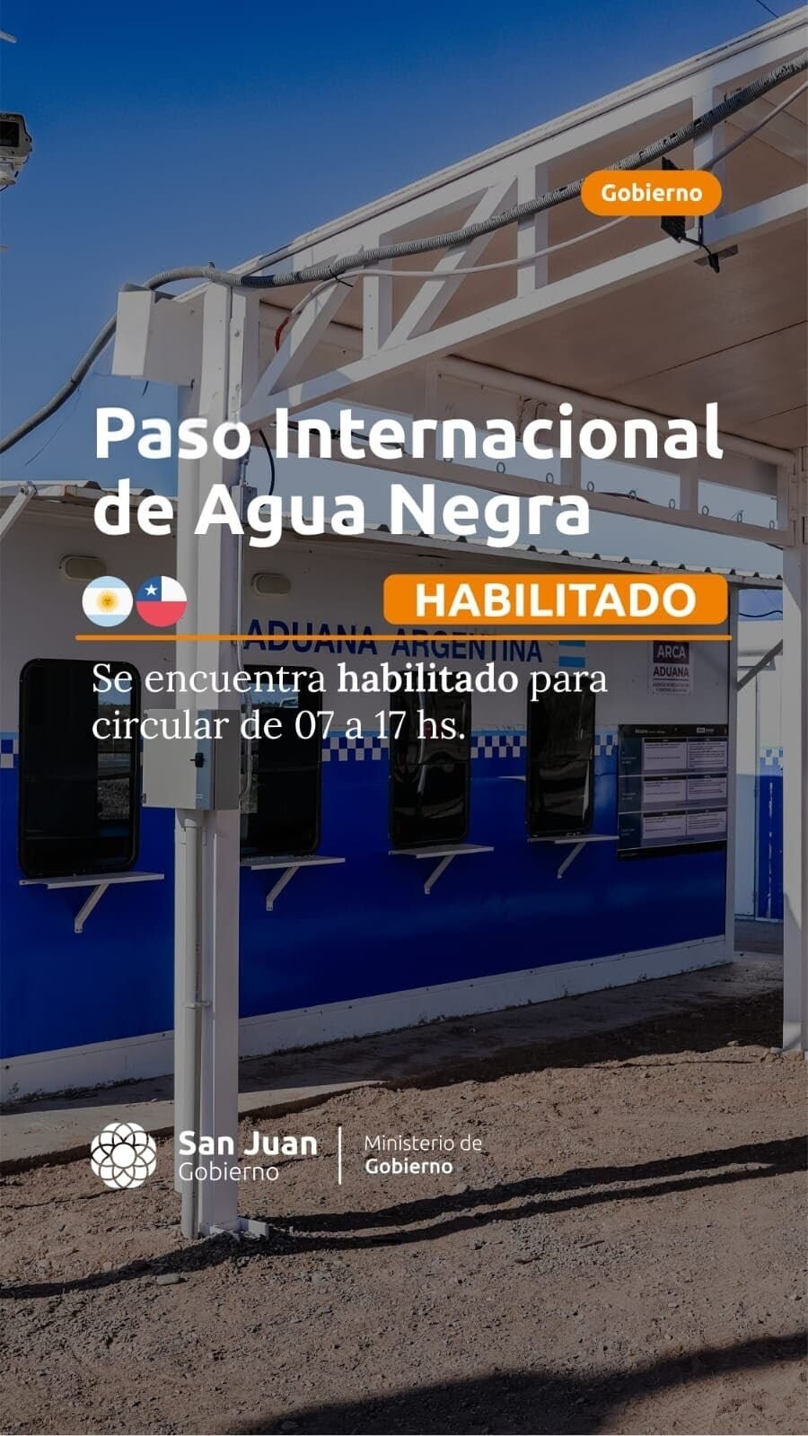 ESTADO DEL PASO INTERNACIONAL AGUA NEGRA SAN JUAN – CHILE