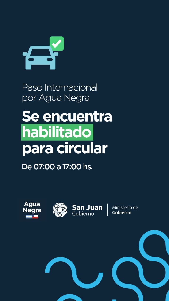 ESTADO DEL PASO INTERNACIONAL AGUA NEGRA SAN JUAN – CHILE
