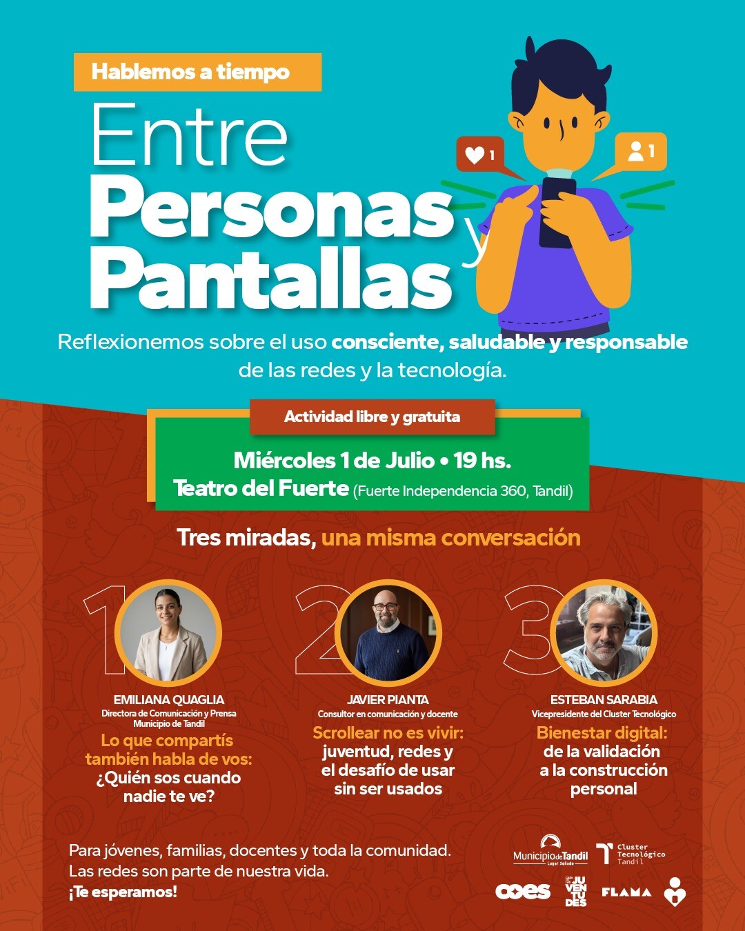 Hablemos a Tiempo: invitan a participar de una charla abierta para reflexionar sobre el vínculo con las pantallas y las redes sociales