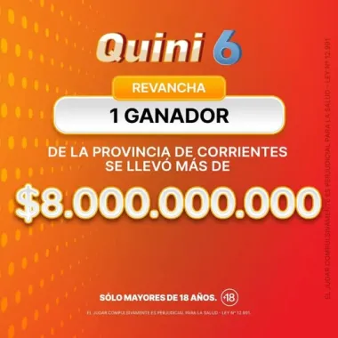QUNI6.webp Oriundo de Corrientes ganó más de 8 mil millones de pesos en el Quini 6