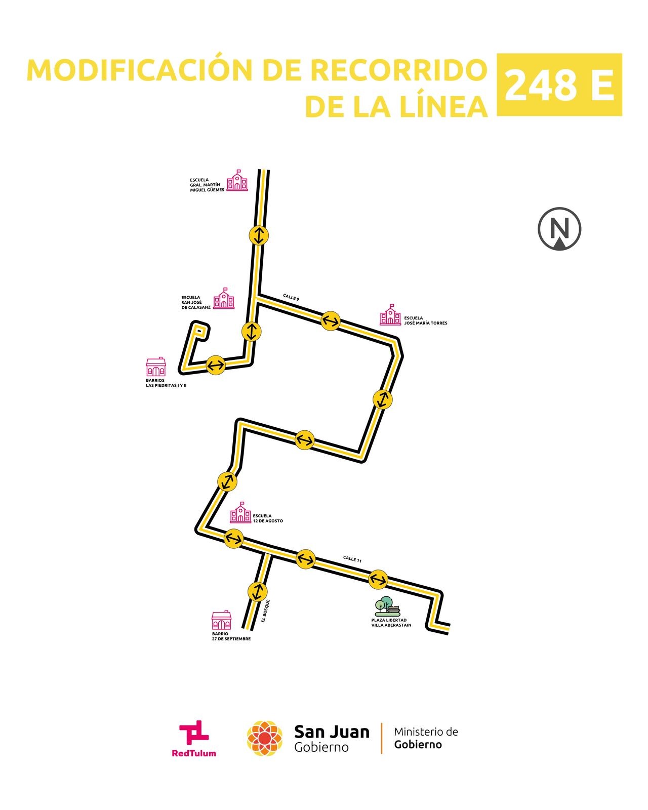 RedTulum incorpora la línea 248-E que conectará cinco escuelas de Pocito