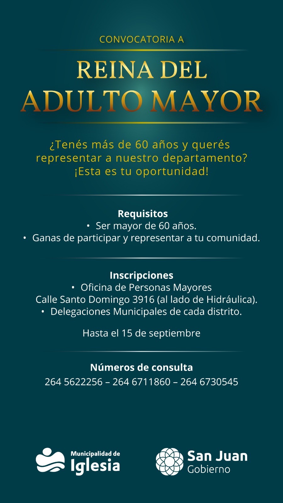 IGLESIA: convocatoria Reina Adulto Mayor