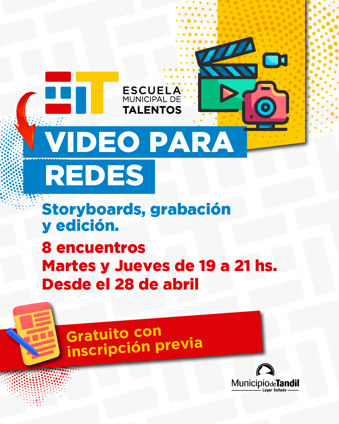 La Escuela Municipal de Talentos del Municipio de Tandil abrió la inscripción para el curso gratuito “Video para Redes”