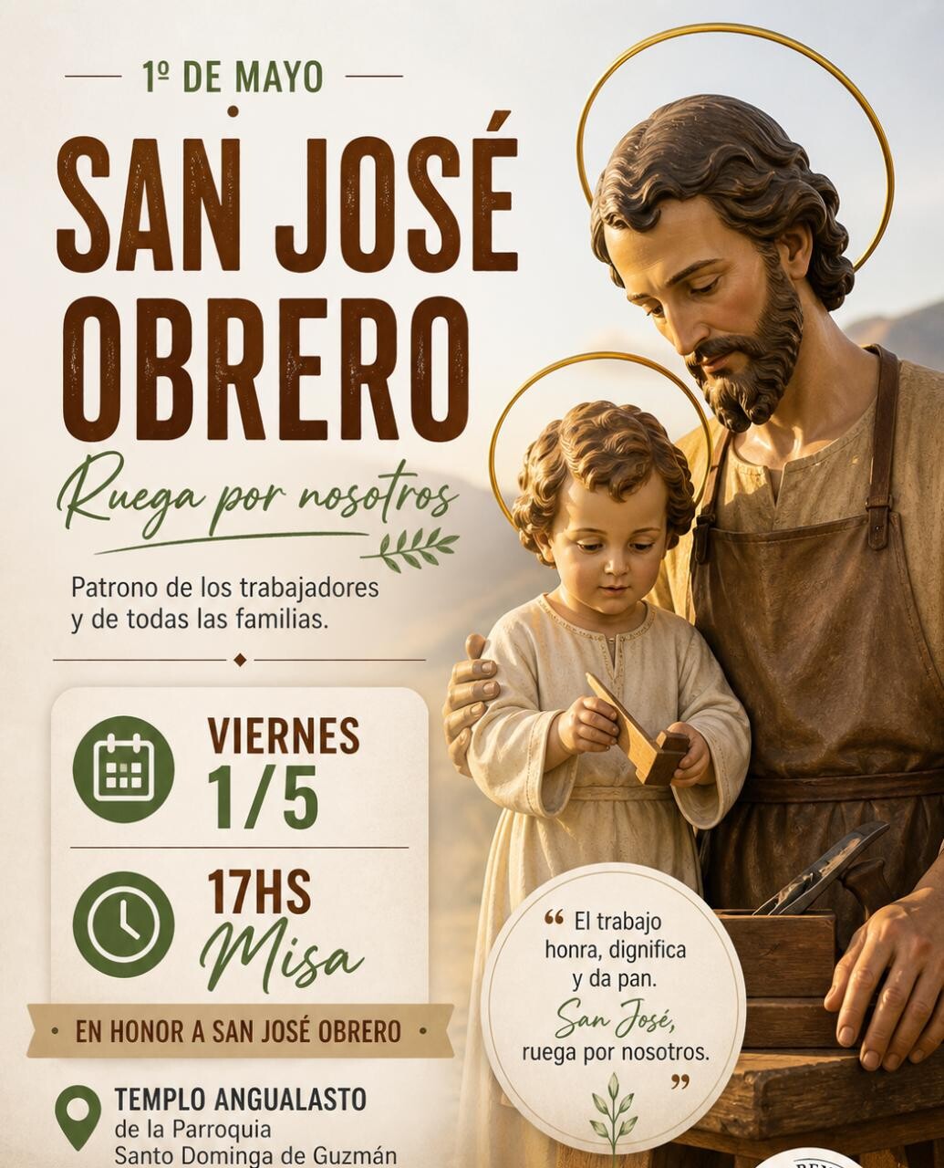 Fiesta de San José Obrero, hoy en Angualasto – Iglesia