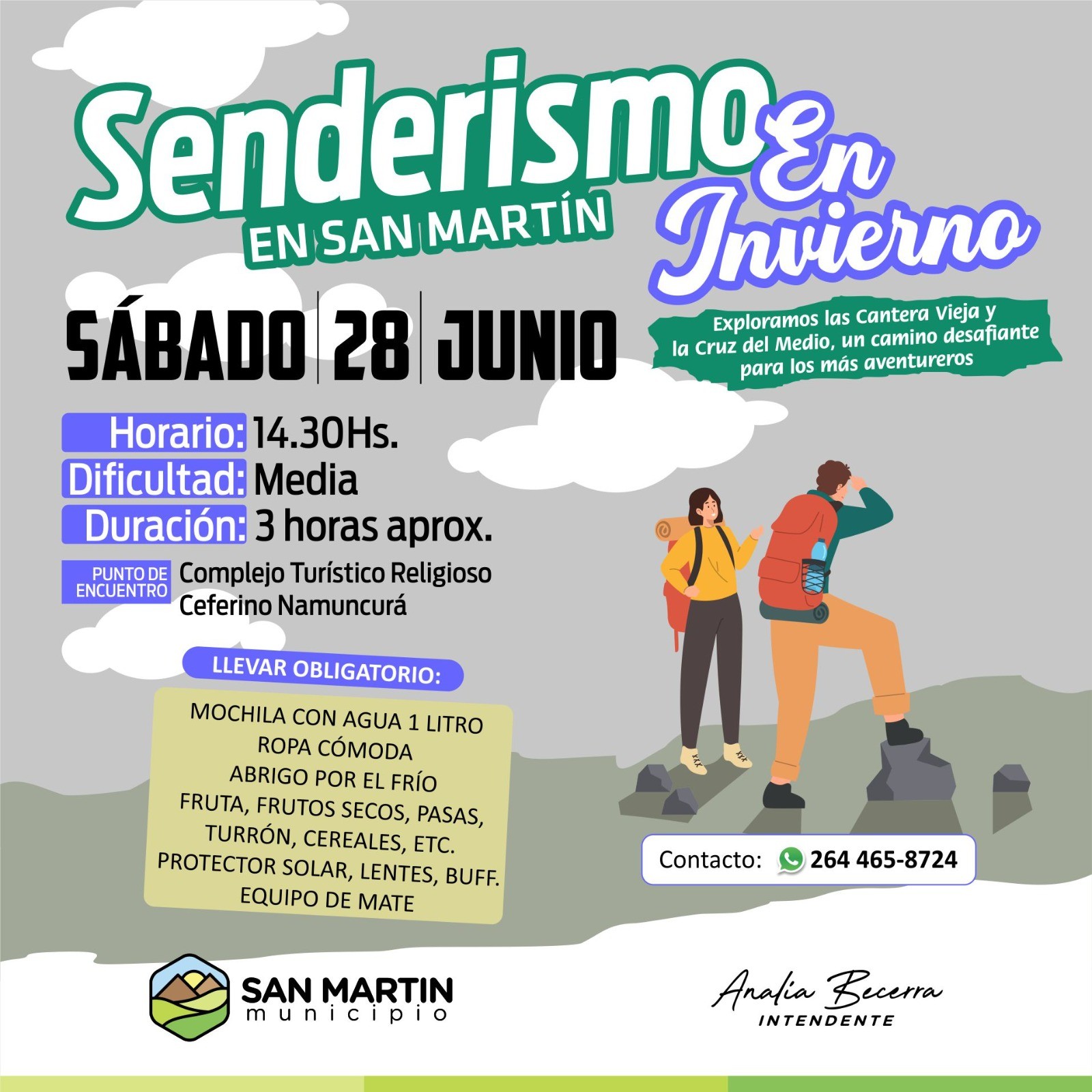SAN MARTÍN: invita a una nueva edición invernal de senderismo en el Cerro Pie de Palo