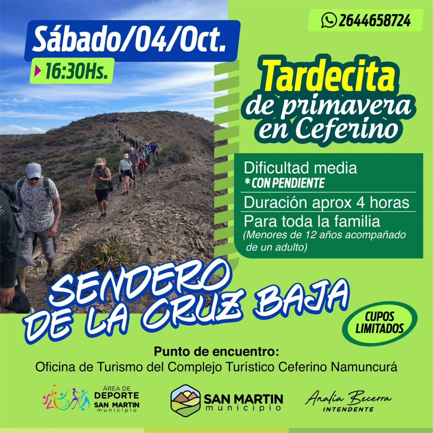 SAN MARTÍN: Tardecita de primavera en Ceferino: Sendero de la Cruz Baja