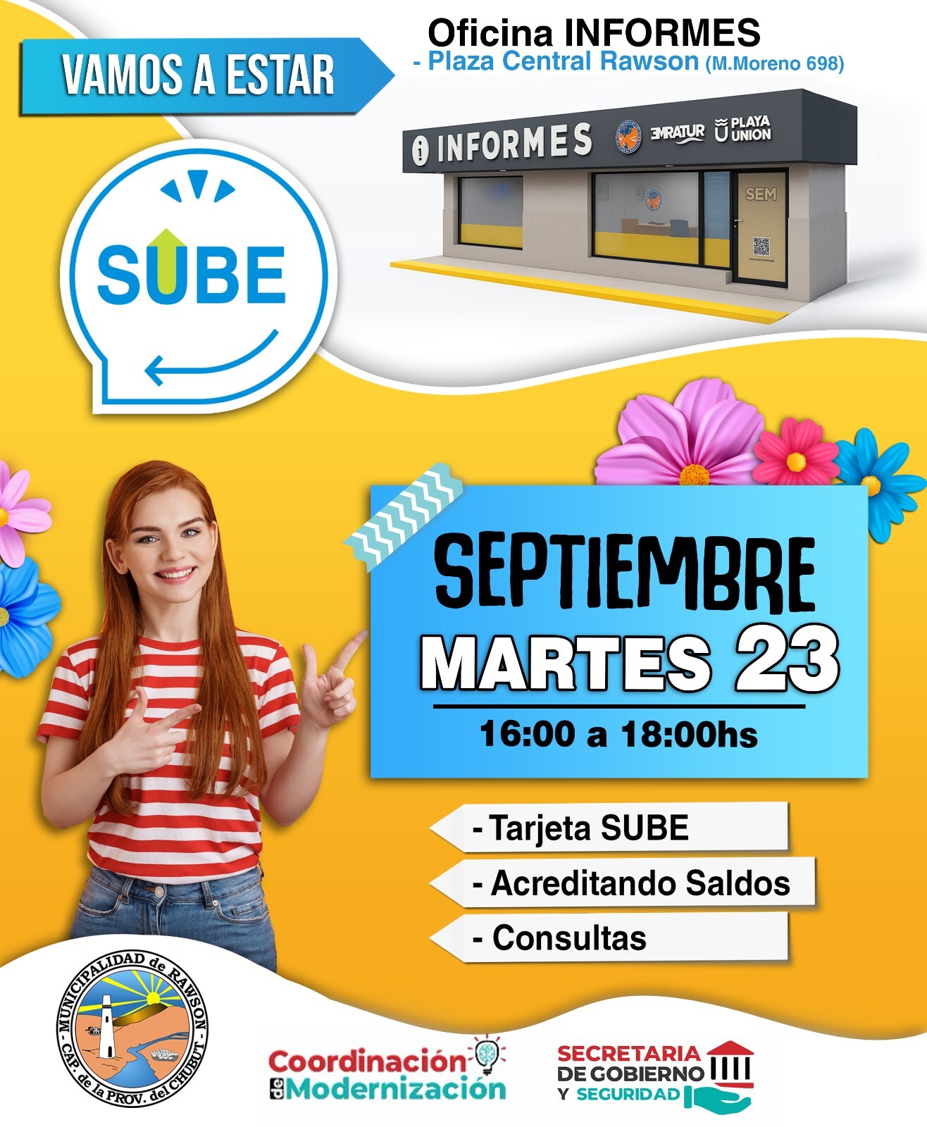 SUBE MARTES.jpeg Agentes SUBE realizarán nuevas jornadas de atención en Rawson y Playa Unión
