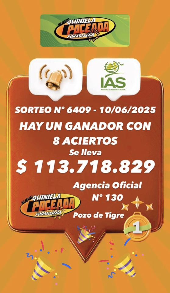 Un apostador ganó 113 millones de pesos en la Quiniela Poceada Formoseña