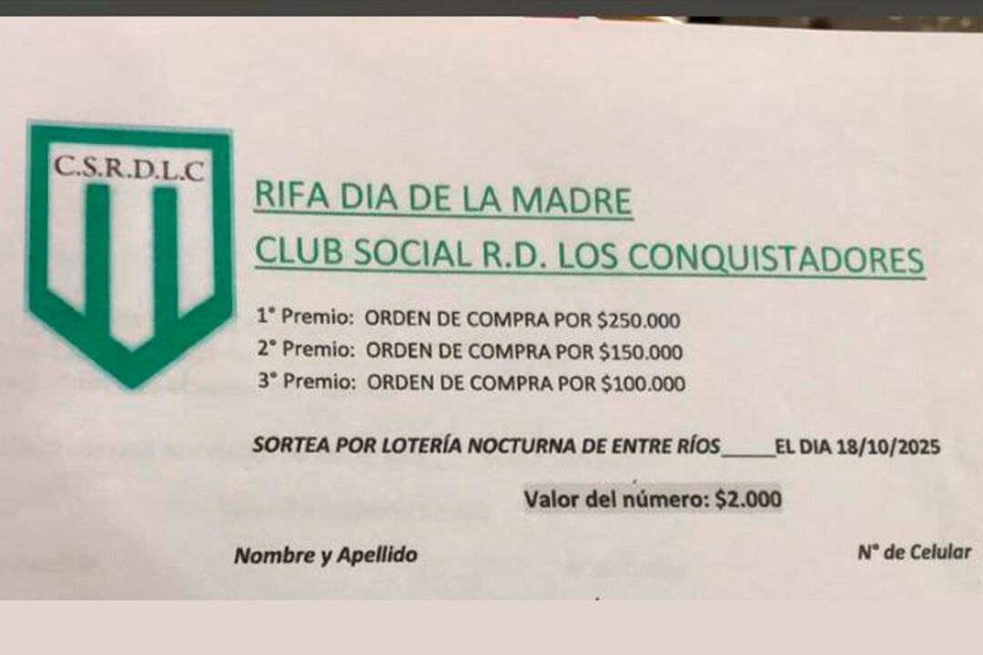 Rifa del Club Los Conquistadores: importantes premios por el Día de la Madre