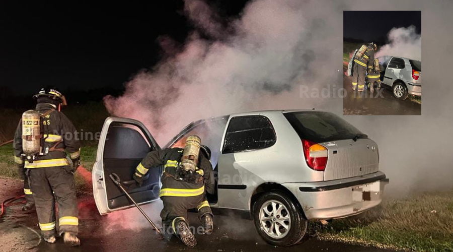 Autopista: se incendió un auto a la altura de Fray Luis Beltrán