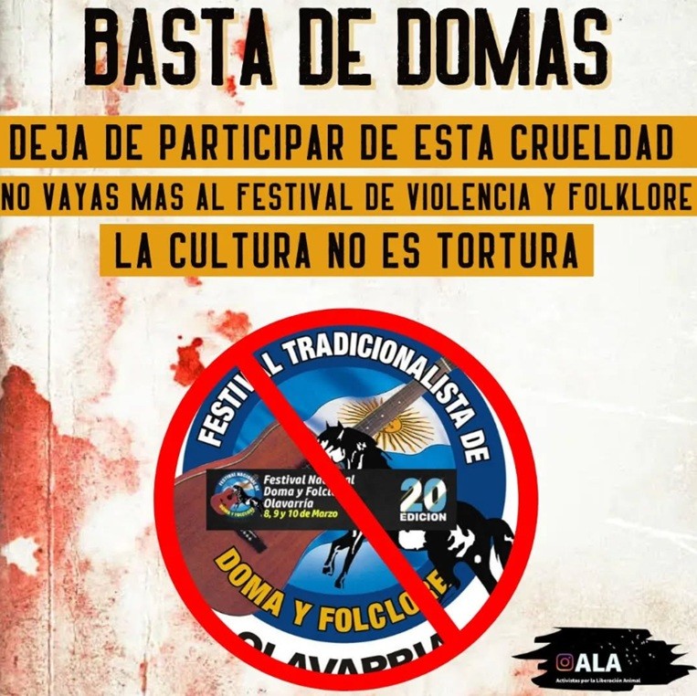 REPUDIO AL MALTRATO ANIMAL EN EL FESTIVAL DE DOMA Y FOLKLORE DE OLAVARRIA
