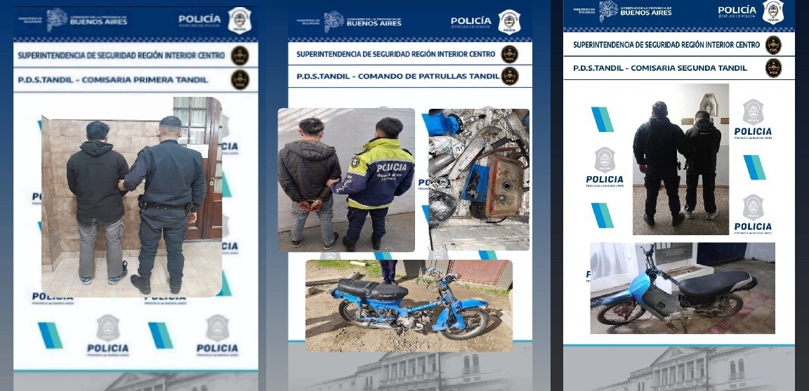 Tandil: varios procedimientos policiales terminaron con detenidos y motos recuperadas