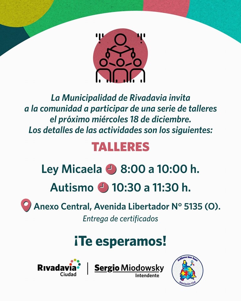 El municipio de Rivadavia invita a sus vecinos a participar de  los Talleres de la Municipalidad