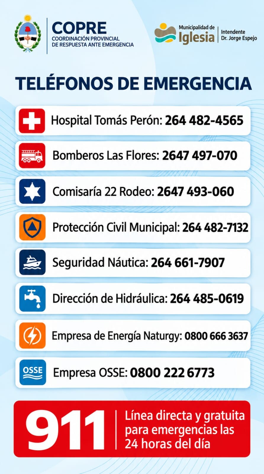 La Municipalidad de Iglesia informa a la población