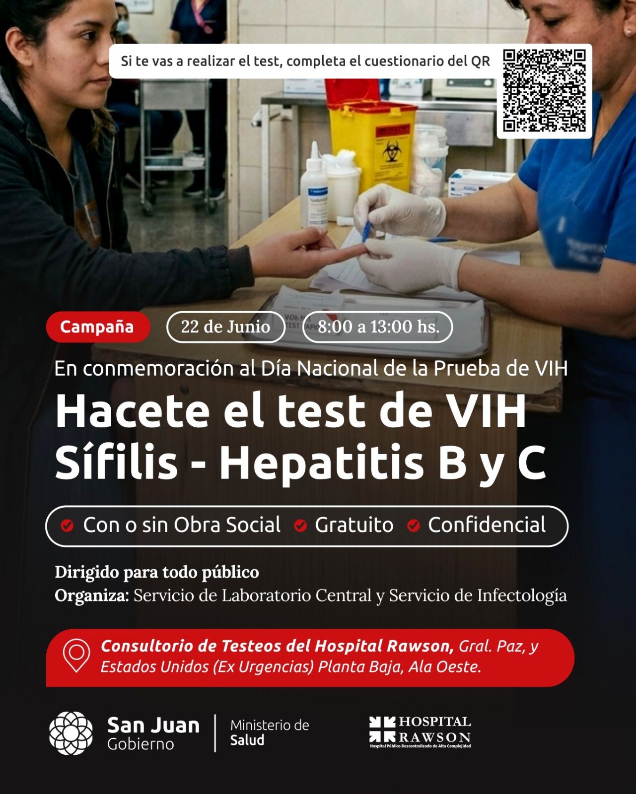 Campaña de testeo de VIH en los Consultorio de Testeo del Hospital Rawson