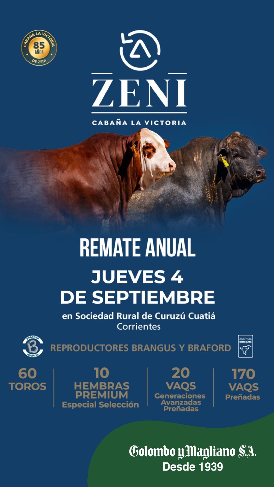 INFO RURAL – RESULTADOS DEL REMATE ANUAL DE CABAÑA LA VICTORIA DE ZENI REALIZADO EN CURUZÚ CUATIÁ CTES.