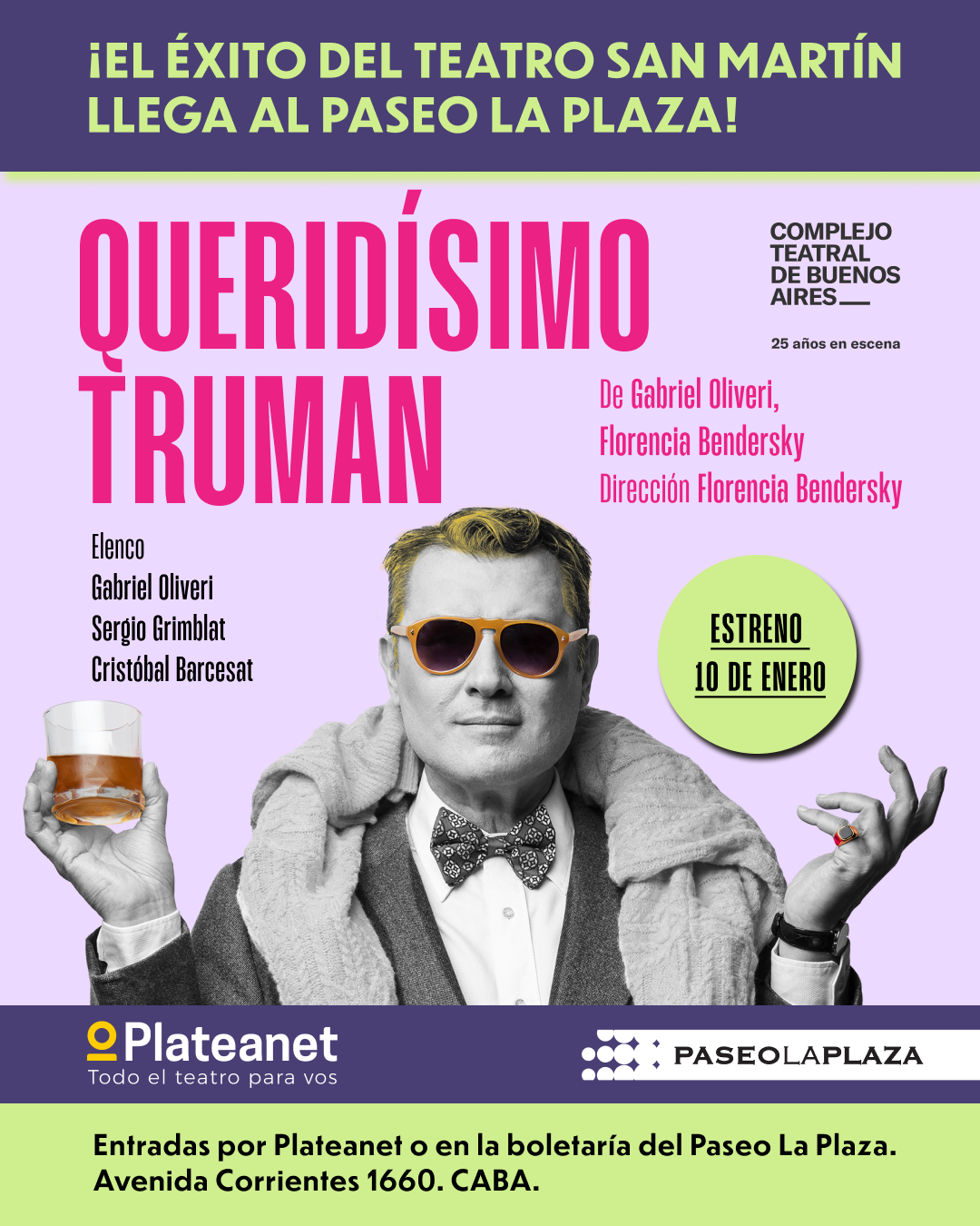 «Queridísimo Truman» llega al Paseo la PLaza desde el 10 de enero