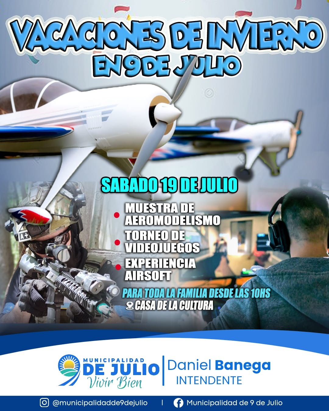 9 DE JULIO: Aeromodelismo, torneo de videojuegos y airsoft: se viene el gran cierre de vacaciones