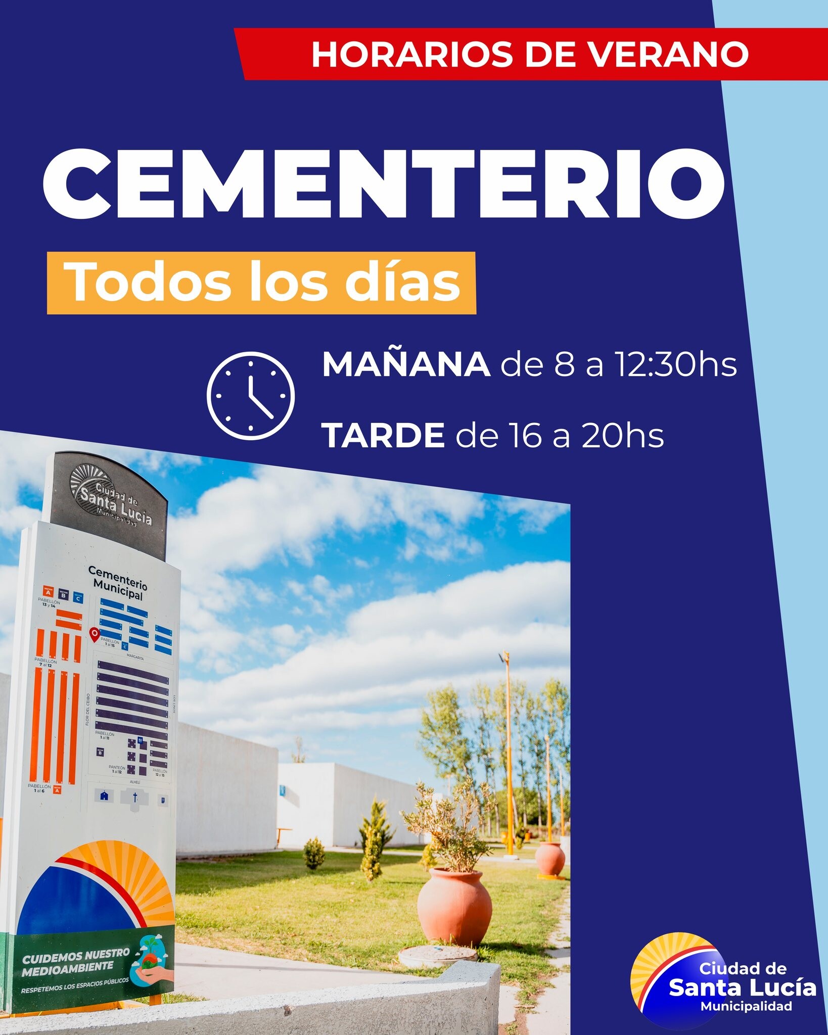 El municipio de la Ciudad de Santa Lucia comunica a sus vecinos el nuevo horario del Cementerio Municipal