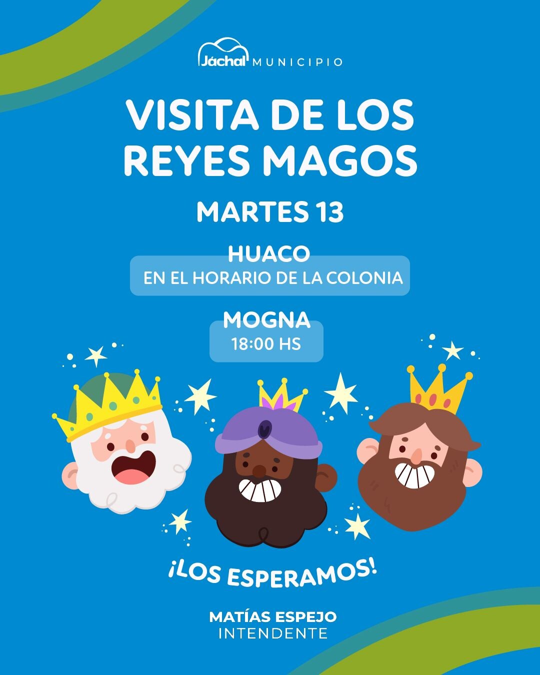 JÁCHAL: reprogramación de la visita de los Reyes Magos para el día martes 13 de enero