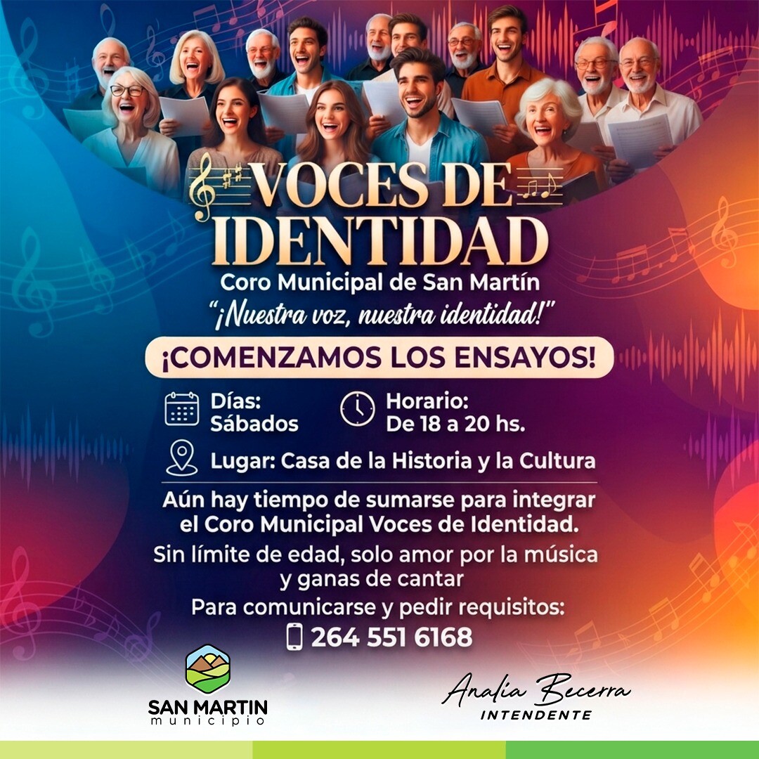 San Martín invita a sumarse al Coro Municipal «Voces de Identidad»