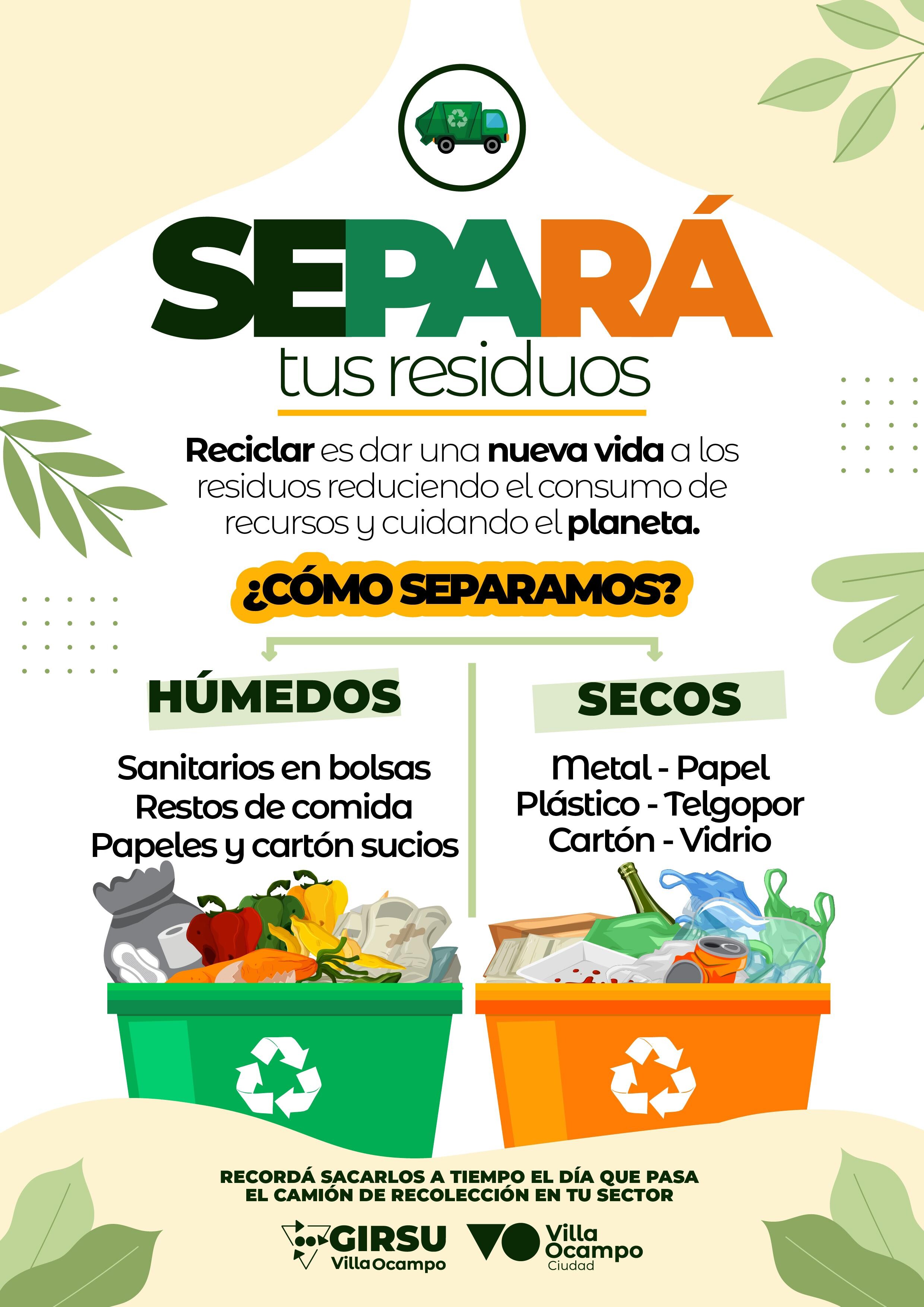 La Municipalidad De Villa Ocampo Refuerza La Importancia De Separar Los Residuos