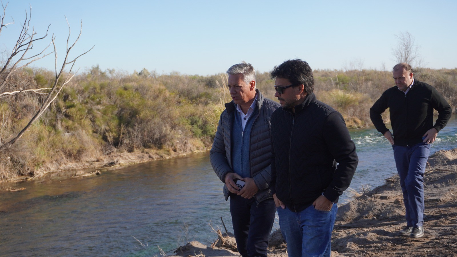 Molero recorrió la obra de la costanera centro sobre el Río Atuel