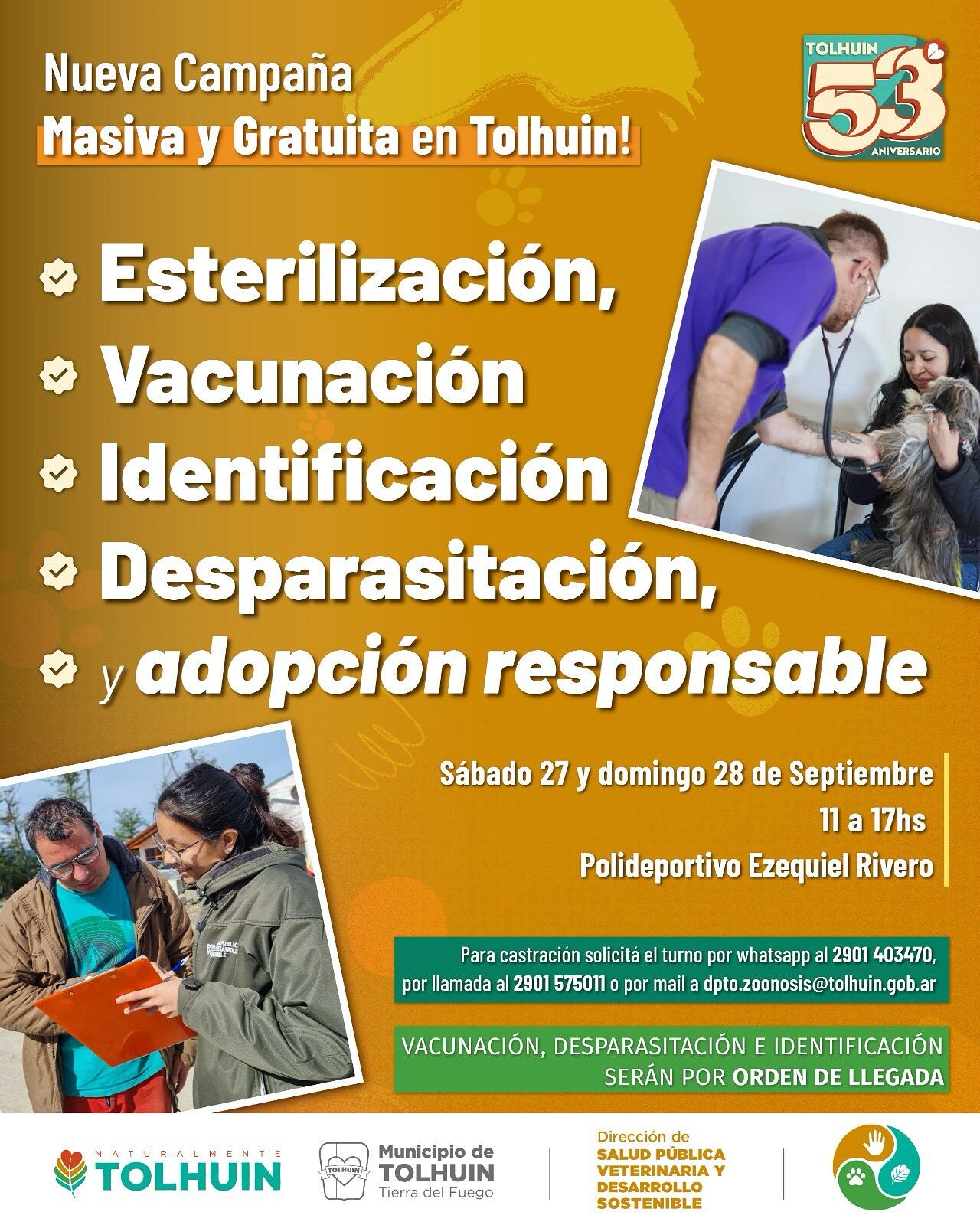 Se lanza una nueva campaña masiva y gratuita para el cuidado de los animales de compañía en Tolhuin