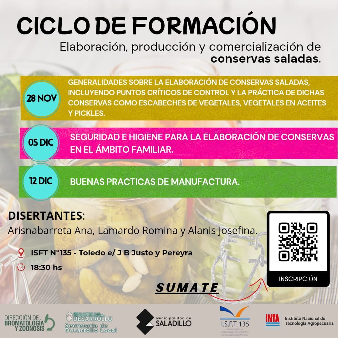Ciclo de Formación en Elaboración, Producción y Comercialización de Conservas Saladas