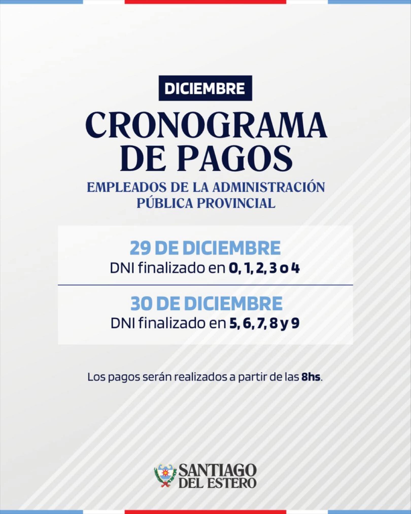 Pago de Sueldos del mes de Diciembre