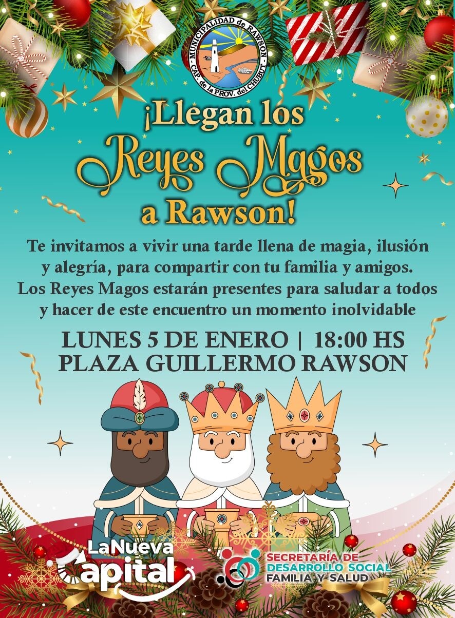 Rawson celebra la llegada de los Reyes Magos en la Plaza Guillermo Rawson