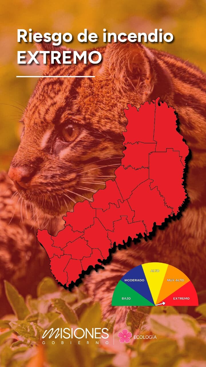 Advierten riesgo extremo de incendios en todo el territorio provincial