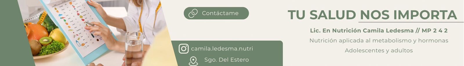 Lic. Camila Ledesma - Nutricionista Santiago del Estero / Nutricionistas / Nutrición / Dieta / Licenciada / Nutrióloga