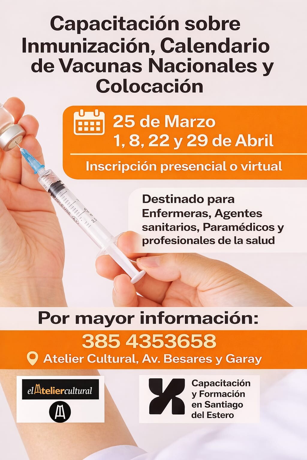 Invitan a inscribirse a la capacitación en Inmunización y Calendario de Vacunas Nacionales