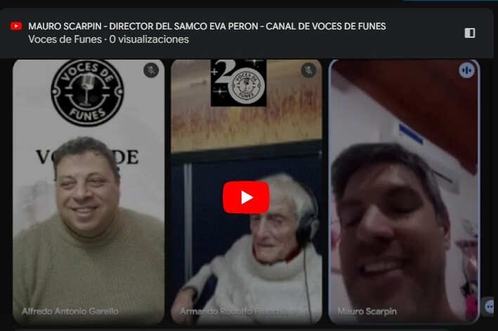 Mauro Scarpín, director del SAMCo «Eva Perón» de Funes, realizada en el canal de Voces de Funes: