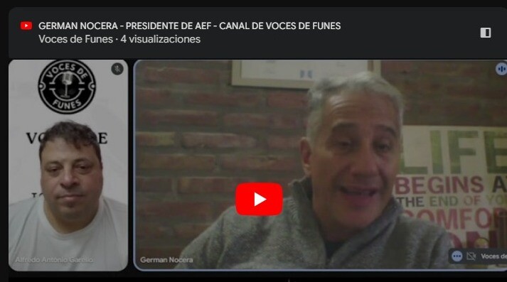 Germán Nocera, presidente de la Asociación Empresaria de Funes (AEF) [00:00], [38:51]. En la charla, abordan el presente de la institución, la planificación del crecimiento de la ciudad y el impacto de las nuevas tecnologías.