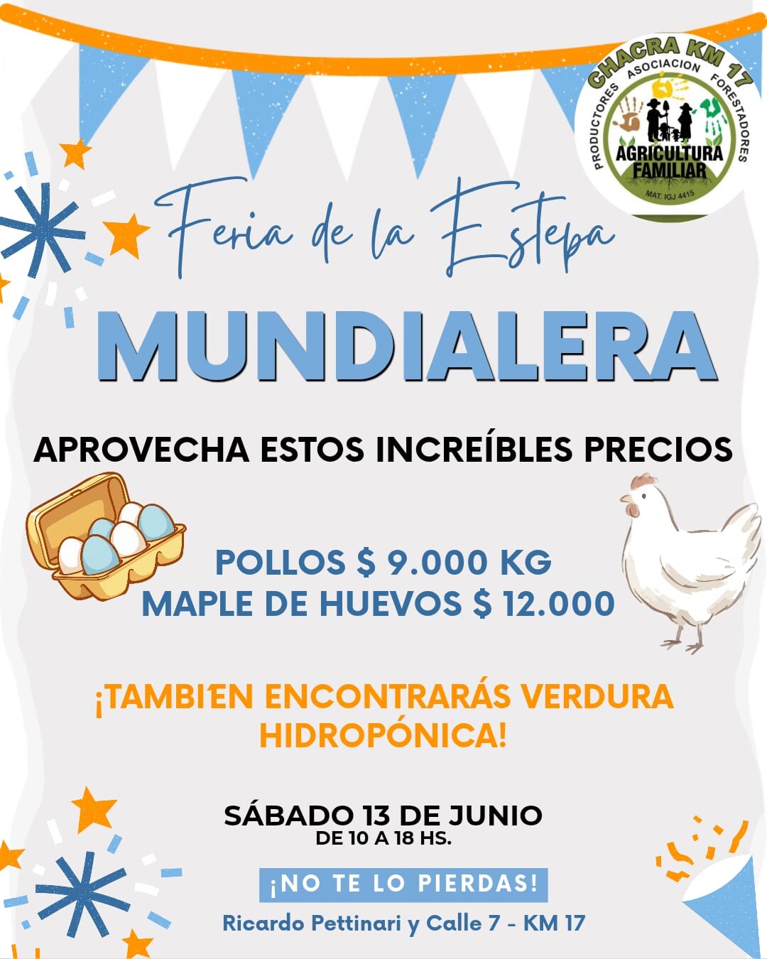 Productores de Km 17 organizan la Feria de la Estepa “Mundialera” con capacitaciones y ofertas locales