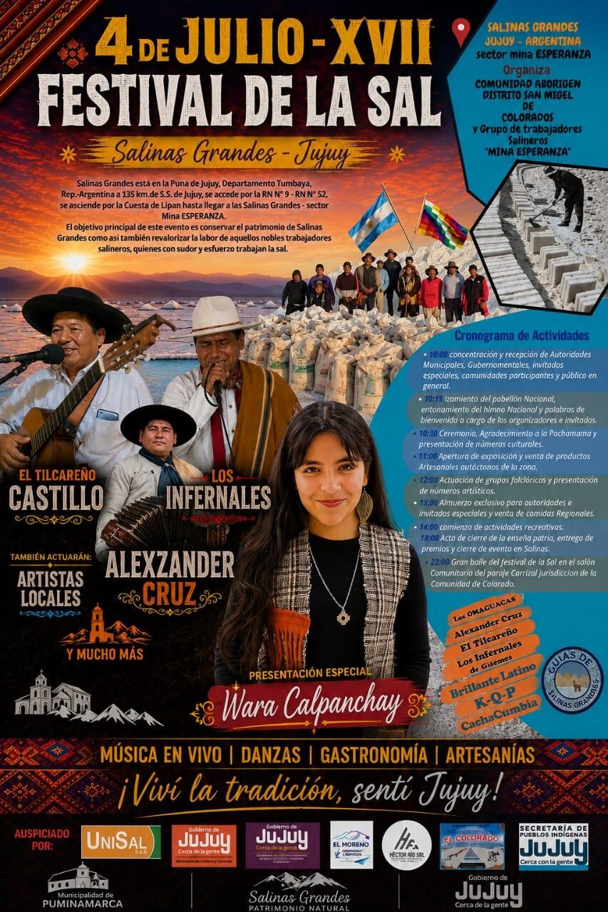XVII Festival de la Sal, un encuentro para conocer el patrimonio cultural de Salinas Grandes