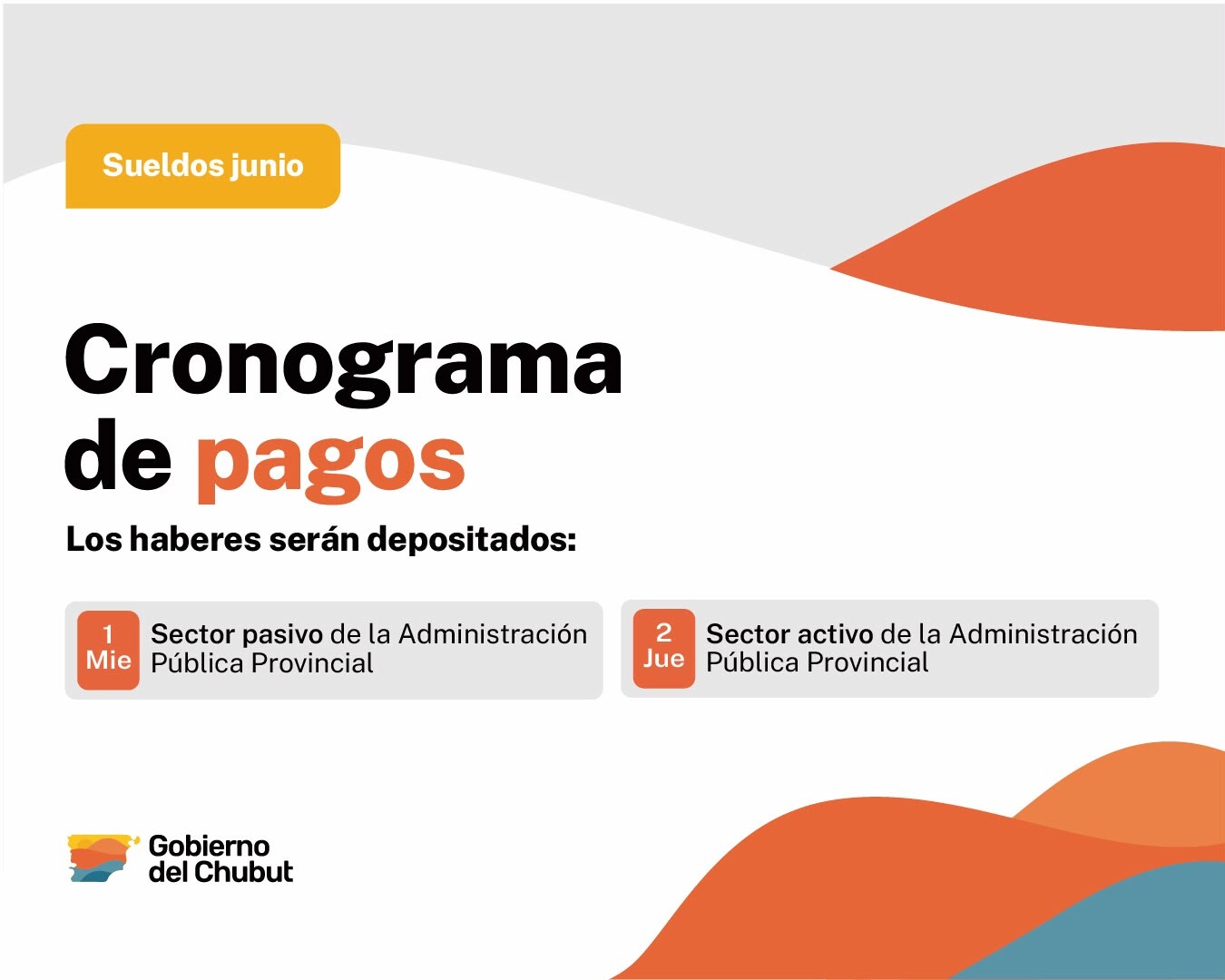 Provincia deposita el miércoles los haberes a los agentes pasivos y el jueves a los trabajadores en actividad de la Administración Pública