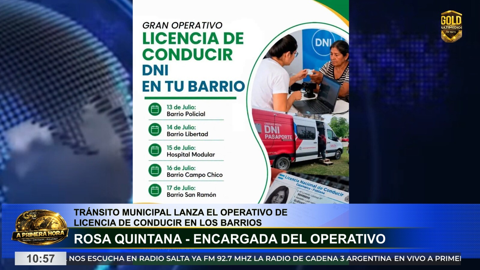 La municipalidad de orán llevará los trámites de licencia de conducir y dni a los barrios