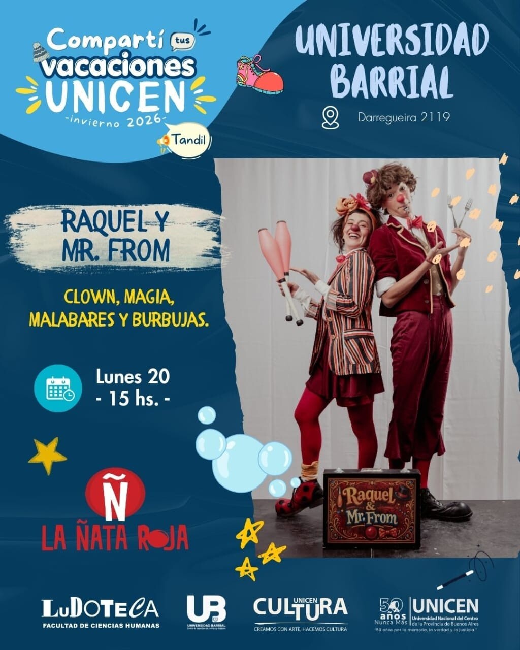 Vacaciones de Invierno: El próximo lunes la Universidad Barrial será sede de una doble función gratuita para las familias y niños