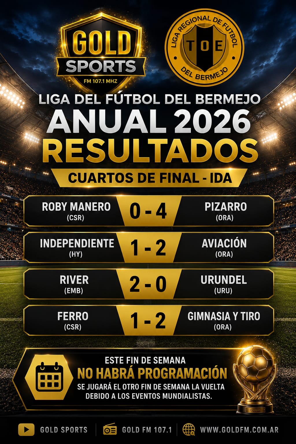 Liga del Bermejo resultados de 4tos. de final de ida