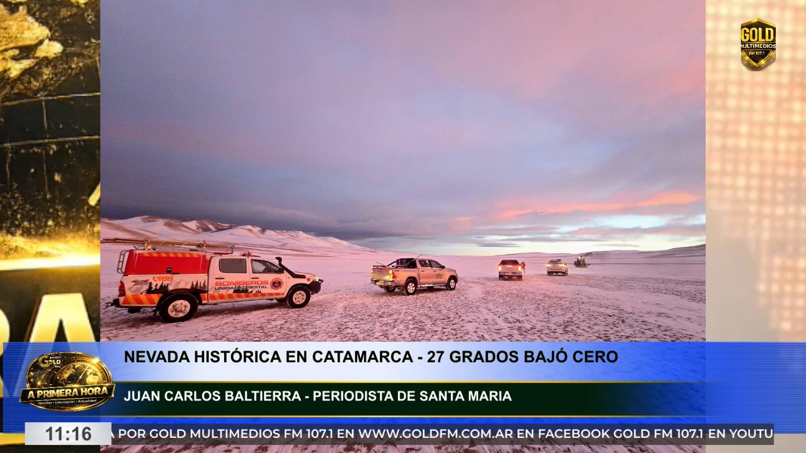 Gold Multimedios cobertura nacional desde Catamarca temperatura extrema -27 grados