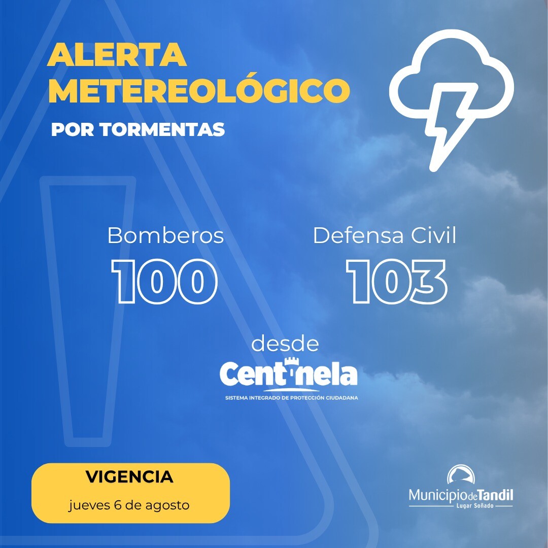 Alerta amarilla por tormentas para este jueves