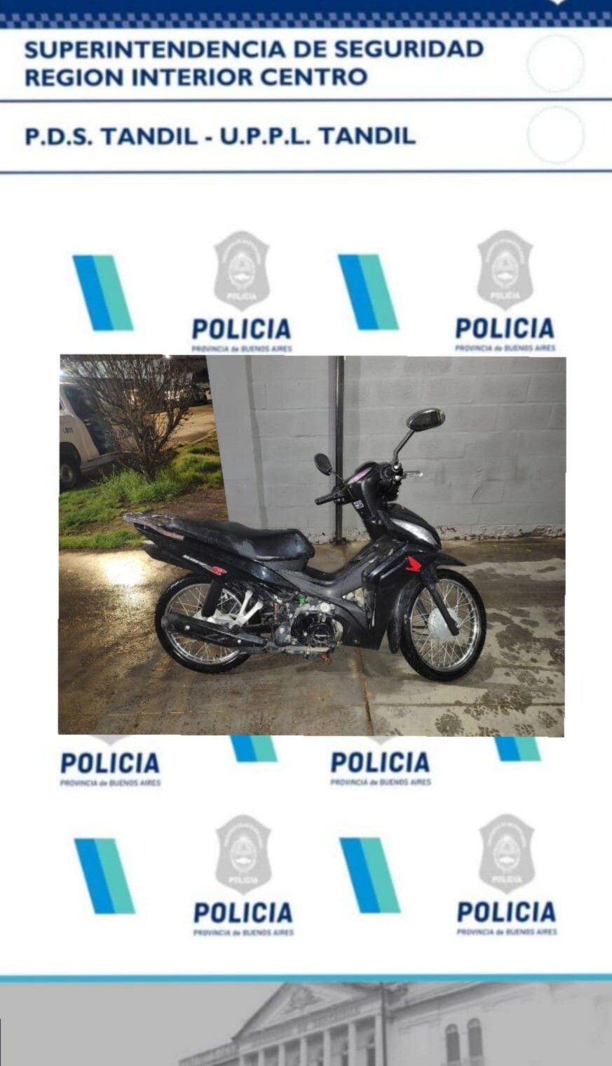 Recuperaron una motocicleta robada dos días atrás