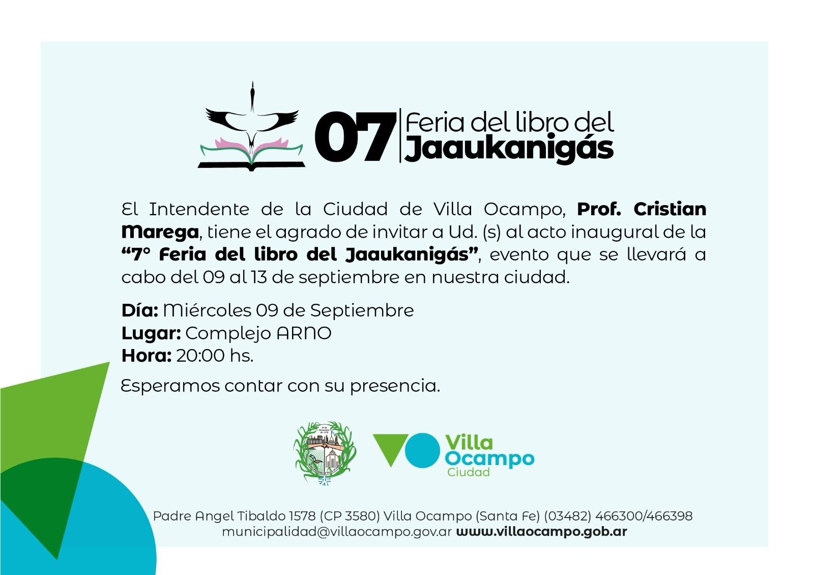Villa Ocampo Se Prepara Para La 7.ª Feria Del Libro Del Jaaukanigás